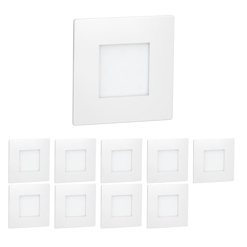 ledscom.de 10 Stück LED Treppenlicht/Wandeinbauleuchte FEX für innen und außen, eckig, weiß, 85 x 85mm, blau von ledscom.de