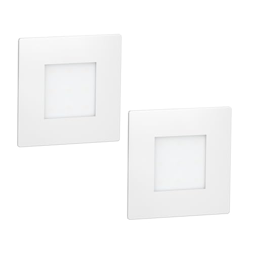 ledscom.de 2 Stück LED Treppenlicht/Wandeinbauleuchte FEX für innen und außen, eckig, weiß, 85 x 85mm, blau von ledscom.de