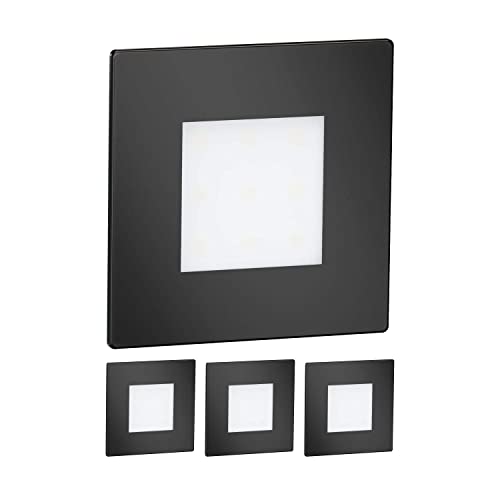 ledscom.de 4 Stück LED Treppenlicht/Wandeinbauleuchte FEX für innen und außen, eckig, schwarz, 85 x 85mm, blau von ledscom.de
