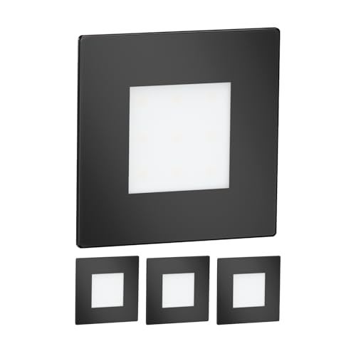 ledscom.de 4 Stück LED Treppenlicht/Wandeinbauleuchte FEX für innen und außen, eckig, schwarz, 85 x 85mm, blau von ledscom.de