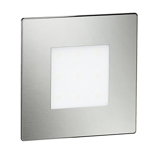 ledscom.de LED Treppenlicht/Wandeinbauleuchte FEX für innen und außen, eckig, edelstahl, 85 x 85mm, blau, Orientierungslicht, Wandeinbaustrahler, Treppenbeleuchtung, Dekorationslicht von ledscom.de