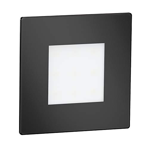 ledscom.de LED Treppenlicht/Wandeinbauleuchte FEX für innen und außen, eckig, schwarz, 85 x 85mm, blau, Orientierungslicht, Wandeinbaustrahler, Treppenbeleuchtung, Dekorationslicht von ledscom.de