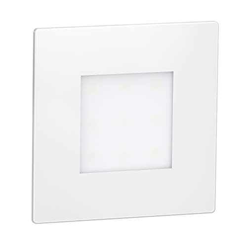 ledscom.de LED Treppenlicht/Wandeinbauleuchte FEX für innen und außen, eckig, weiß, 85 x 85mm, blau, Orientierungslicht, Wandeinbaustrahler, Treppenbeleuchtung, Dekorationslicht von ledscom.de