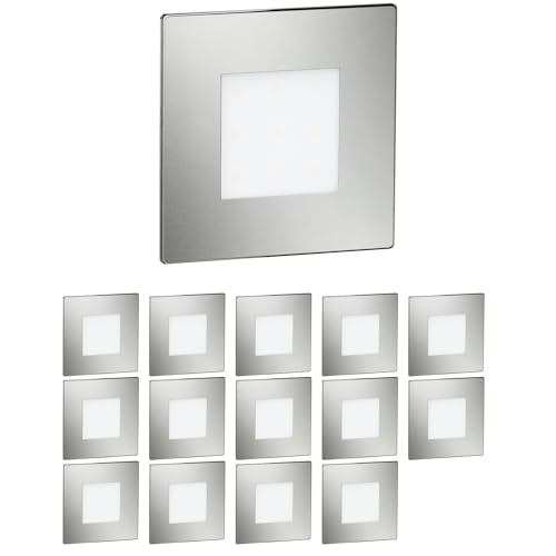 ledscom.de 15 Stück LED Treppenlicht/Wandeinbauleuchte FEX für innen und außen, eckig, edelstahl, 85 x 85mm, blau von ledscom.de