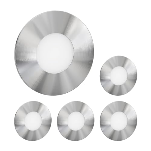 ledscom.de 5 Stück LED Treppenlicht/Wandeinbauleuchte FEX für innen und außen, rund, edelstahl, 85mm Ø, kaltweiß von ledscom.de