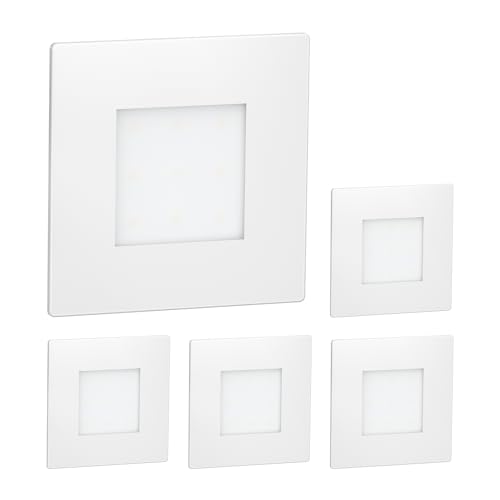 ledscom.de 5 Stück LED Treppenlicht/Wandeinbauleuchte FEX für innen und außen, eckig, weiß, 85 x 85mm, blau von ledscom.de