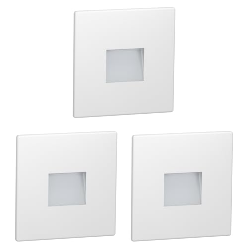 ledscom.de 3 Stück LED Treppenlicht/Wandeinbauleuchte FOW für innen und außen, Downlight, eckig, 85 x 85mm, kaltweiß von ledscom.de