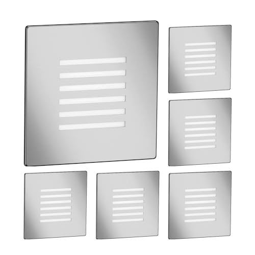 ledscom.de 6 Stück LED Treppenlicht/Wandeinbauleuchte FEX für innen und außen, Gitter, eckig, edelstahl, 85 x 85mm, warmweiß von ledscom.de
