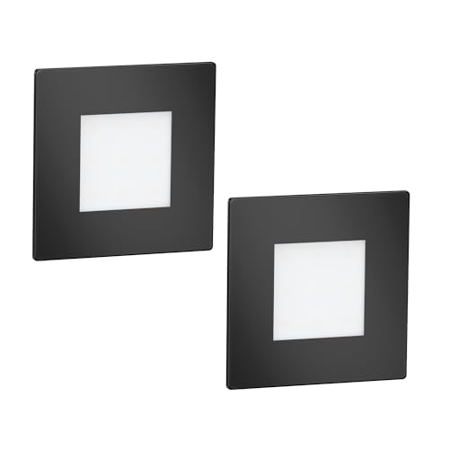 ledscom.de 2 Stück LED Treppenlicht/Wandeinbauleuchte FEX für innen und außen, eckig, schwarz, 85 x 85mm, blau von ledscom.de
