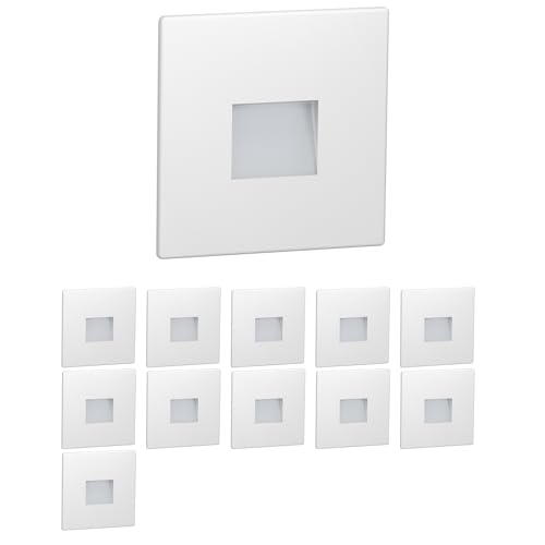 ledscom.de 12 Stück LED Treppenlicht/Wandeinbauleuchte FOW für innen und außen, Downlight, eckig, 85 x 85mm, kaltweiß von ledscom.de
