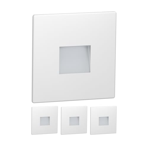 ledscom.de 4 Stück LED Treppenlicht/Wandeinbauleuchte FOW für innen und außen, Downlight, eckig, 85 x 85mm, kaltweiß von ledscom.de