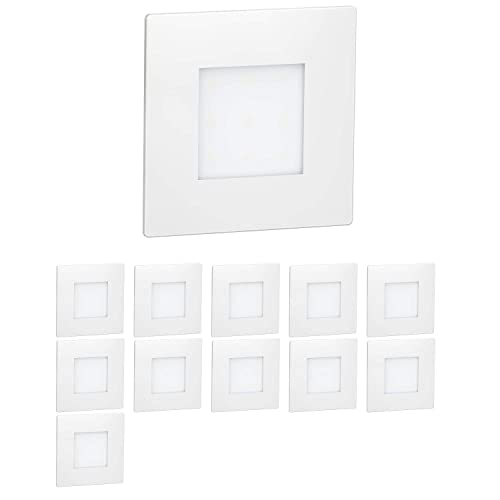 ledscom.de 12 Stück LED Treppenlicht/Wandeinbauleuchte FEX für innen und außen, eckig, weiß, 85 x 85mm, blau von ledscom.de