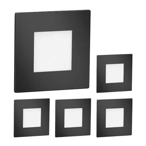 ledscom.de 5 Stück LED Treppenlicht/Wandeinbauleuchte FEX für innen und außen, eckig, schwarz, 85 x 85mm, blau von ledscom.de