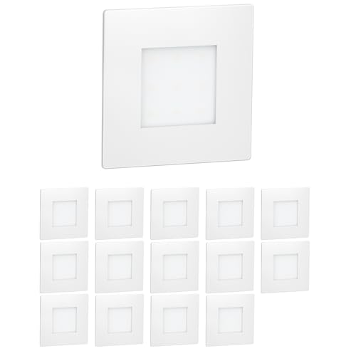 ledscom.de 15 Stück LED Treppenlicht/Wandeinbauleuchte FEX für innen und außen, eckig, weiß, 85 x 85mm, blau von ledscom.de