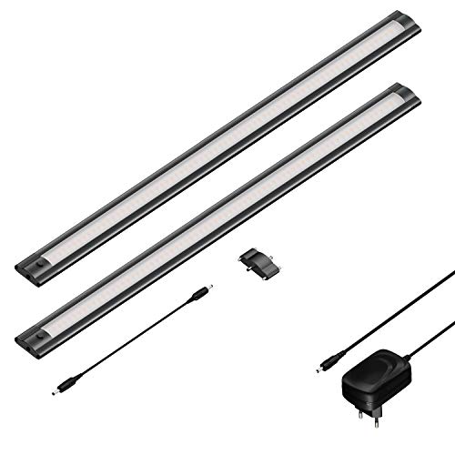 ledscom.de LED Unterbau-Leuchte SIRIS schwarz matt, flach, je 50cm, je 531lm, warm-weiß, 2er Set von ledscom.de