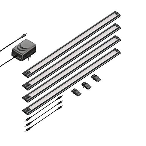 ledscom.de LED Unterbau-Leuchte SIRIS schwarz matt, flach, je 50cm, je 531lm, warm-weiß, 4er Set von ledscom.de