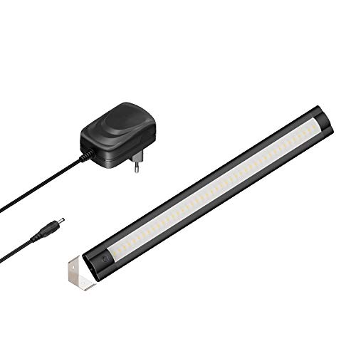 ledscom.de LED Unterbau-Leuchte SIRIS schwarz matt mit Netzteil, Eckmontage, flach, 30cm, 368lm, warm-weiß von ledscom.de
