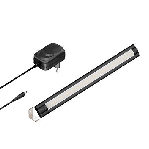 ledscom.de LED Unterbau-Leuchte SIRIS schwarz matt mit Netzteil, Eckmontage, flach, 30cm, 370lm, weiß von ledscom.de