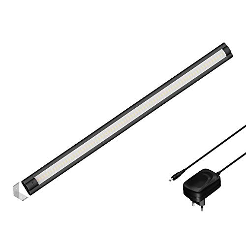 ledscom.de LED Unterbau-Leuchte SIRIS schwarz matt mit Netzteil, Eckmontage, flach, 50cm, 655lm, weiß von ledscom.de