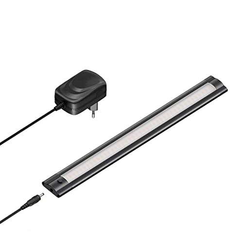 ledscom.de LED Unterbau-Leuchte SIRIS schwarz matt mit Netzteil, flach, 30cm, 370lm, weiß von ledscom.de