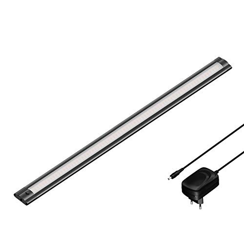 ledscom.de LED Unterbau-Leuchte SIRIS schwarz matt mit Netzteil, flach, 50cm, 655lm, weiß von ledscom.de