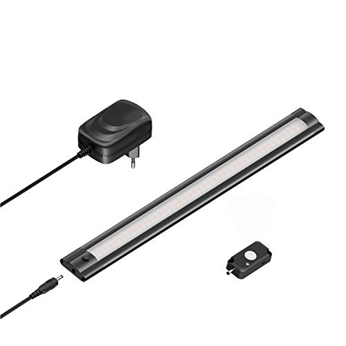 ledscom.de LED Unterbau-Leuchte SIRIS schwarz matt mit Netzteil und Bewegungsmelder, flach, 30cm, 368lm, warmweiß von ledscom.de