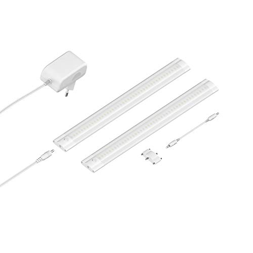 ledscom.de LED Unterbau-Leuchte SIRIS weiß matt, flach, 30cm, je 368lm, warm-weiß, 2er Set von ledscom.de