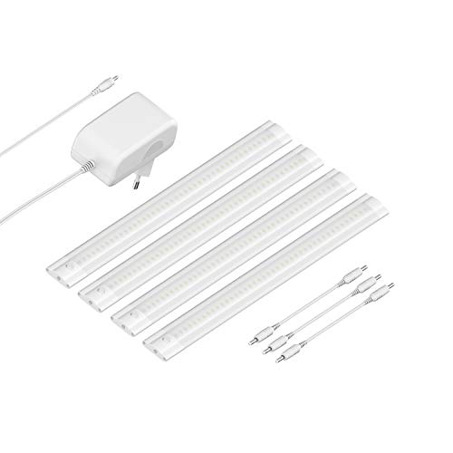 ledscom.de LED Unterbau-Leuchte SIRIS weiß matt, flach, 30cm, je 370lm, weiß, 4er Set von ledscom.de