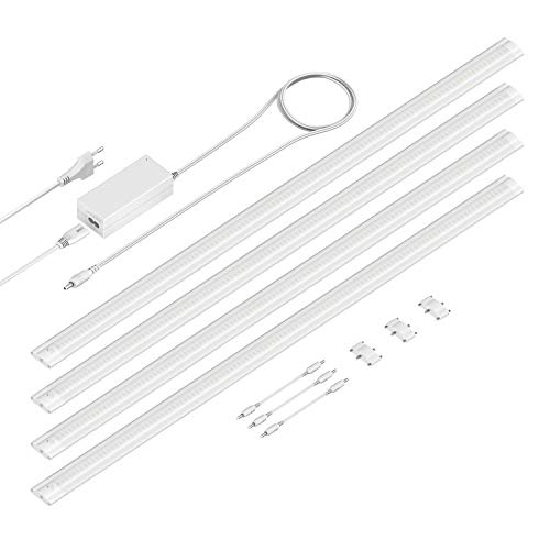 ledscom.de LED Unterbau-Leuchte SIRIS weiß matt, flach, 90cm, je 963lm, warm-weiß 4er Set von ledscom.de