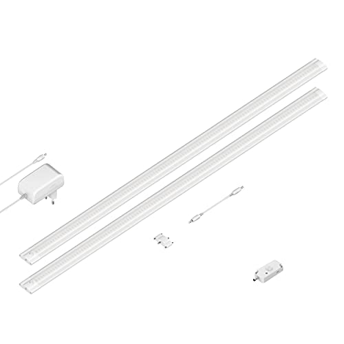 ledscom.de LED Unterbau-Leuchte SIRIS weiß matt, mit Bewegungsmelder, flach, je 90cm, je 963lm, warm-weiß 2er Set von ledscom.de