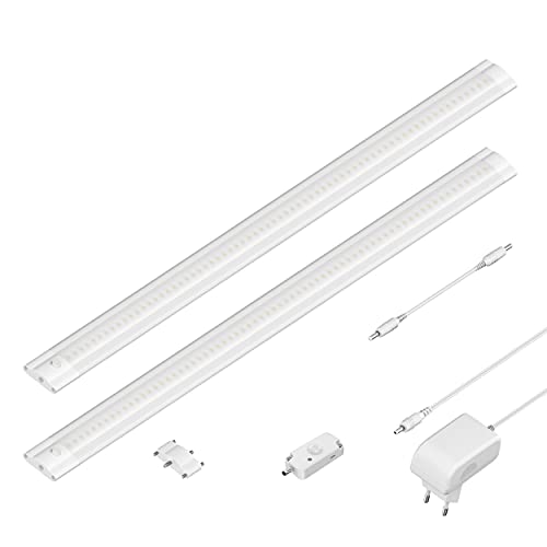 ledscom.de LED Unterbau-Leuchte SIRIS weiß matt mit Bewegungsmelder, flach, je 50cm, je 655lm, weiß, 2er Set von ledscom.de