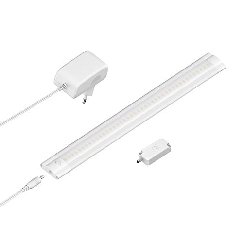 ledscom.de LED Unterbau-Leuchte SIRIS weiß matt mit Netzteil mit Touch-Dimmer, flach, 30cm, 368lm, warm-weiß von ledscom.de