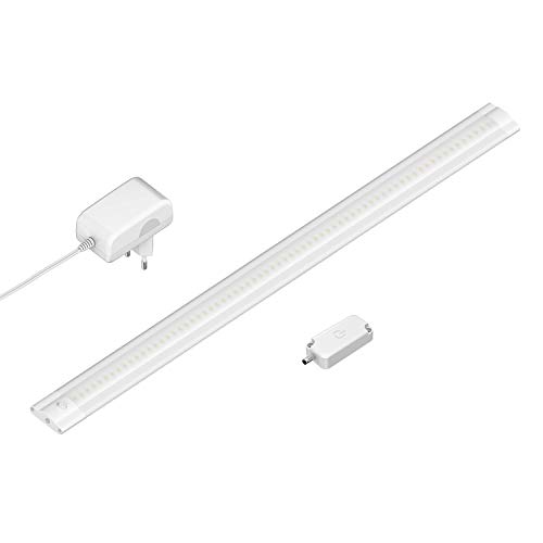 ledscom.de LED Unterbau-Leuchte SIRIS weiß matt mit Netzteil und Touch-Dimmer, flach, 50cm, 531lm, warm-weiß von ledscom.de