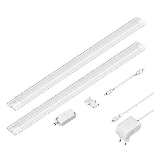 ledscom.de LED Unterbau-Leuchte SIRIS weiß matt mit Touch-Dimmer, flach, je 50cm, je 531lm, warm-weiß, 2er Set von ledscom.de