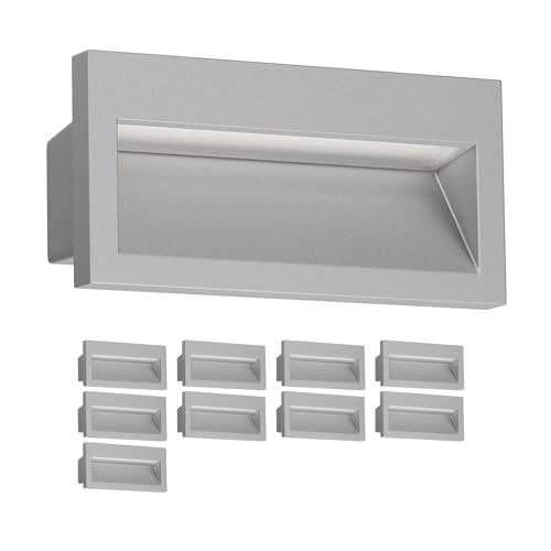 ledscom.de 10 Stück LED Wandeinbauleuchte NOLA, Downlight für außen, IP54, grau matt, 140 x 70mm, warmweiß ledscom.de 10 Stück LED Wandeinbauleuchte NOLA, Downlight für außen, IP54, grau matt, 140 x 70mm, warmweiß von ledscom.de
