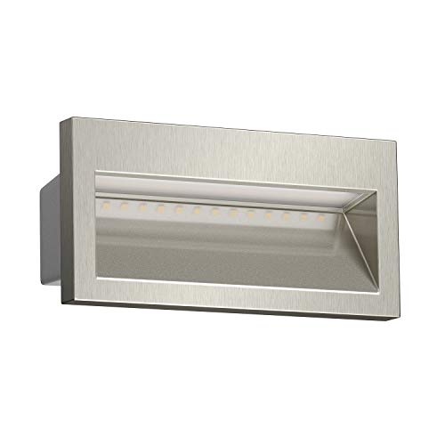 ledscom.de LED Wandeinbauleuchte NOLA, Downlight für außen, IP54, chrom glänzend, 140 x 70mm, warmweiß, Balkon, Einfahrt, Carport, Treppenleuchte, Treppenlampe, Außen-Wandleuchte, DOWNUNDER von ledscom.de