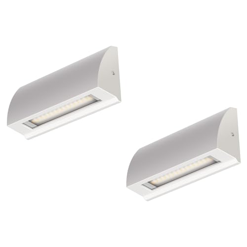 ledscom.de 2 Stück LED Wandleuchte/Treppenlicht SEGIN für außen, IP54, flach, Downlight matt, eckig, 3,8 W, 265lm, warmweiß von ledscom.de