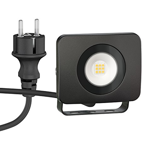 ledscom.de LED Gartenstrahler WEGA für außen, IP44, Stecker, schwarz, 10 W, 935lm, warmweiß, Led, Strahler, Aussen, Außen, Lampe, Scheinwerfer, Outdoor, Fluter, Aussenstrahler, Aussenleuchte von ledscom.de