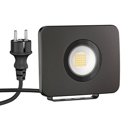 ledscom.de LED Gartenstrahler WEGA für außen, IP44, Stecker, schwarz, 29,6 W, 2361lm, warmweiß, Led, Strahler, Aussen, Außen, Lampe, Scheinwerfer, Outdoor, Fluter, Aussenstrahler, Aussenleuchte von ledscom.de