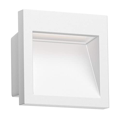 ledscom.de LED Wandeinbauleuchte NOLA, Downlight für außen, IP54 matt, 90 x 90mm, warmweiß, Balkon, Einfahrt, Carport, Treppenleuchte, Treppenlampe, Außen-Wandleuchte, DOWNUNDER, Down-Light von ledscom.de