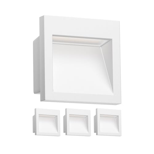 ledscom.de 4 Stück LED Wandeinbauleuchte NOLA, Downlight für außen, IP54 matt, 90 x 90mm, warmweiß von ledscom.de