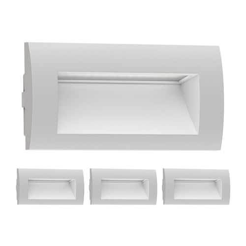 ledscom.de 4 Stück LED Wandeinbauleuchte ZIBAL, Downlight für außen, IP65 matt, 140 x 70mm, 3,3 W, 223lm, kaltweiß von ledscom.de