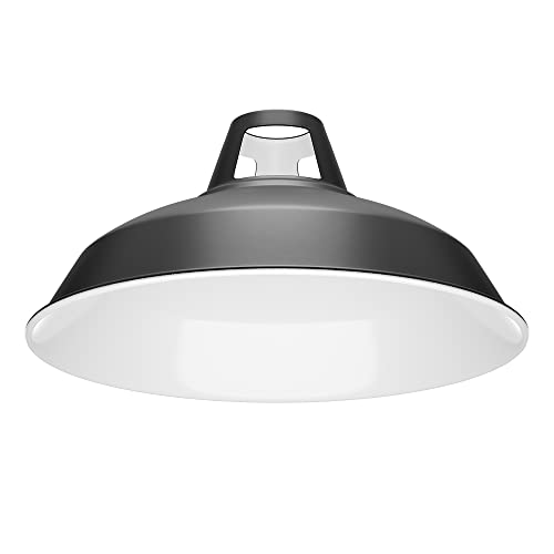 ledscom.de Lampenschirm, schwarz/weiß, 275mm Ø, Retro-Design, Pendelleuchte, Industriedesign, Essbereich, Kochinseln-Beleuchtung, Wohnzimmer-Lichtzubehör, Trend, Langlebig, Kombinierbar von ledscom.de