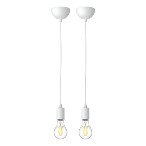 ledscom.de 2 Stück Pendelleuchte DORI, weiß matt, inkl. E27 Lampe (warmweiß, 11,88W, 1600lm) von ledscom.de