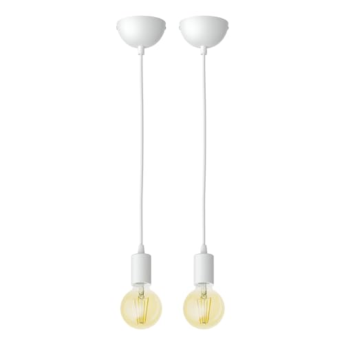 ledscom.de 2 Stück Pendelleuchte DORI, weiß matt + LED Lampe gold max. 818lm, 3-Stufen dimmen, extra-warmweiß von ledscom.de