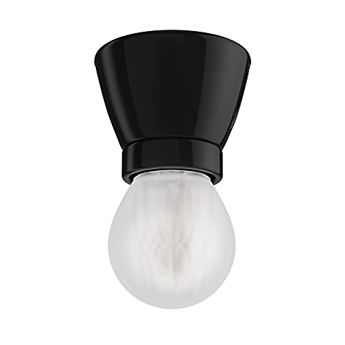 ledscom.de Porzellan Lampen-Fassung MINZ, rund, schwarz + LED Lampe, 477lm, warmweiß von ledscom.de