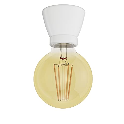 ledscom.de Porzellan Lampen-Fassung MINZ, rund, weiß + LED Lampe gold max. 818lm, 3-Stufen dimmen, extra-warmweiß ledscom.de Porzellan Lampen-Fassung MINZ, rund, weiß + LED Lampe gold max. 818lm, 3-Stufen dimmen, extra-warmweiß von ledscom.de