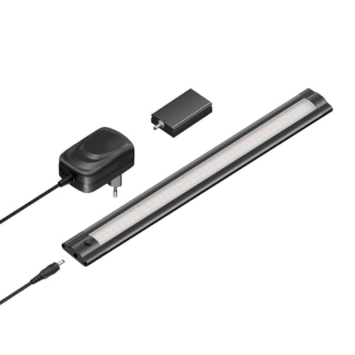 ledscom.de Smarte LED Unterbau-Leuchte SIRIS schwarz matt mit Netzteil und WLAN-Controller, flach, Smart-Home, Alexa-fähig (Echo) 30cm, 370lm, weiß, dimmbar von ledscom.de