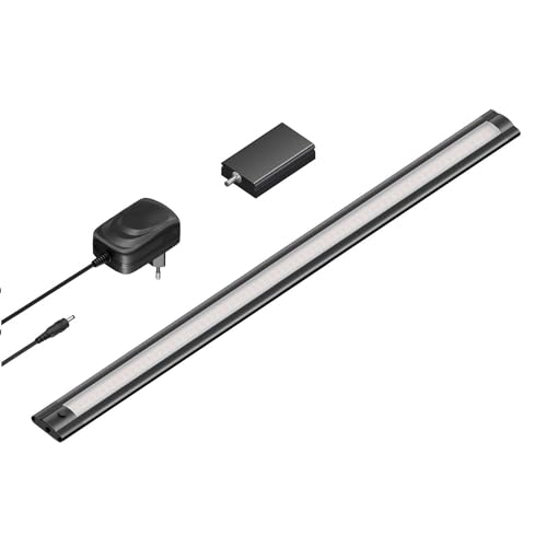 ledscom.de Smarte LED Unterbau-Leuchte SIRIS schwarz matt mit Netzteil und WLAN-Controller, flach, Smart-Home, Alexa-fähig, 50cm, 531lm, warmweiß von ledscom.de
