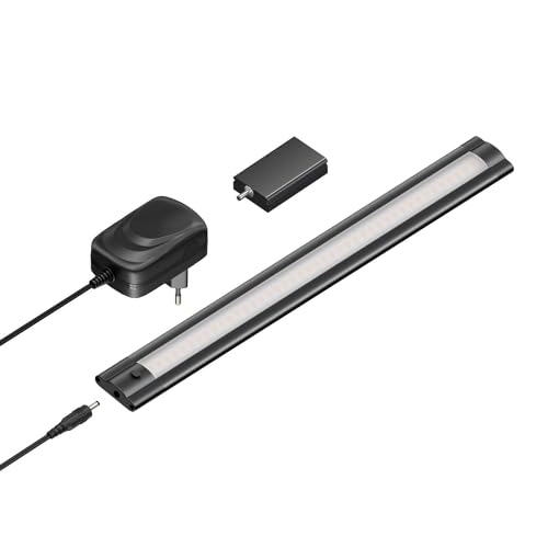 ledscom.de Smarte LED Unterbau-Leuchte SIRIS schwarz matt mit Netzteil und WLAN-Controller flach, Smart-Home, Alexa-fähig, 30cm, 368lm, warmweiß von ledscom.de